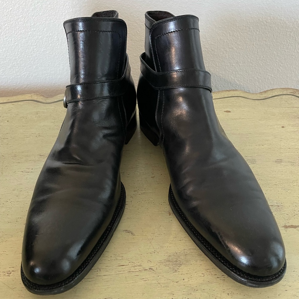 Salvatore Ferragamo Made in Italy Black Ankle Boot Ankle Belt Detail 12 D $1450